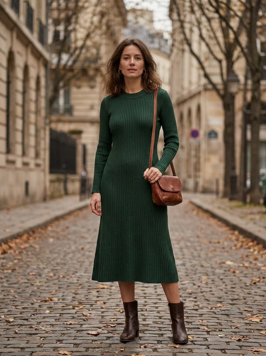 Strickkleid mit Boots - Herbst Outfit